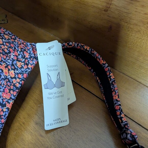 Cacique Women's Floral Support Solution Satin Full Coverage 38H Bra - Picture 4 of 9